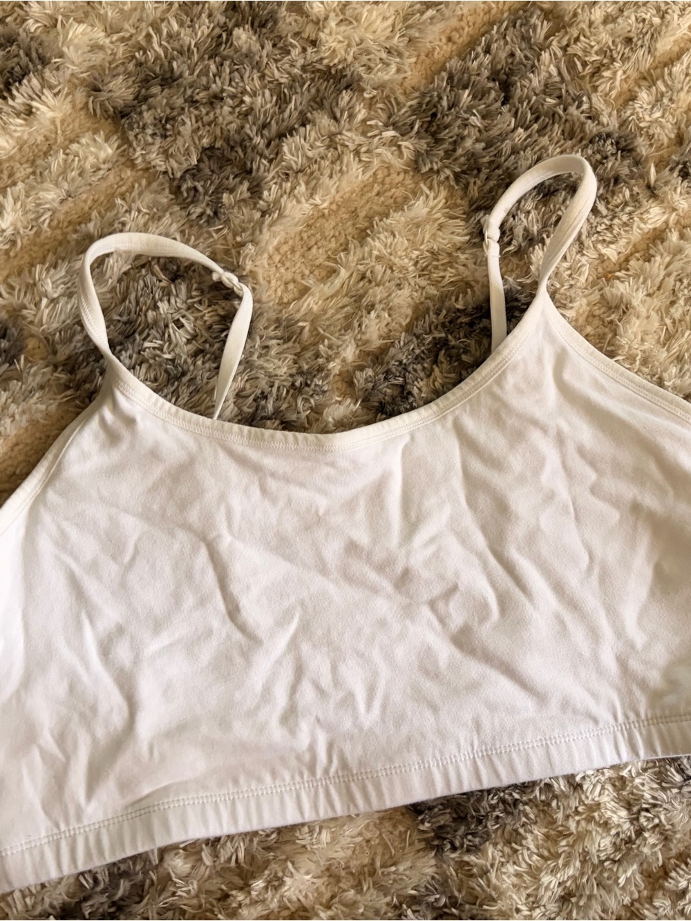 Pact White Seamless Cotton Bralette with Adjustable Straps—NWOT